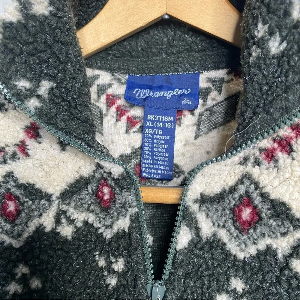 Wrangler COZY soft western, rustic, Santa Fe, zip up fleece size 14/16